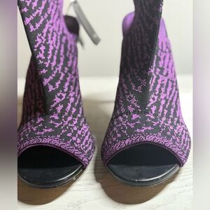 Zara Woman Purple & Black Patterned Fabric Peep Toe High Heels Women Size 10